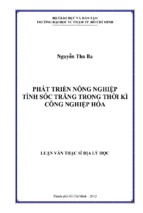 Phát triển nông nghiệp tỉnh sóc trăng trong thời kì công nghiệp hóa