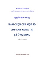 Hàm chọn của một số lớp ánh xạ đa trị và ứng dụng