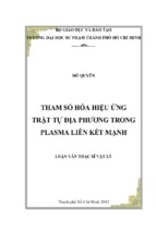 Tham số hóa hiệu ứng trật tự địa phương trong plasma liên kết mạnh