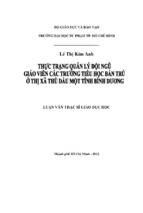 Thực trạng quản lý đội ngũ giáo viên các trường tiểu học bán trú ở thị xã thủ dầu một   tỉnh bình dương