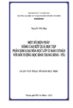 Một số biện pháp nâng cao kết quả học tập phần kim loại hóa học lớp 12 ban cơ bản với đối tượng học sinh trung bình – yếu