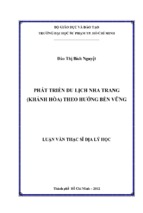 Phát triển du lịch nha trang (khánh hòa) theo hướng bền vững