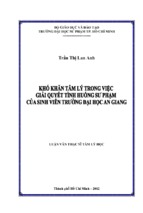 Khó khăn tâm lý trong việc giải quyết tình huống sư phạm của sinh viên trường đại học an giang”