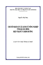 Chuyển dịch cơ cấu kinh tế nông nghiệp tỉnh quảng bình hiện trạng và định hướng