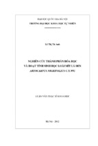 Nghiên cứu thành phần hóa học và hoạt tính sinh học loài mít lá đen artocarpus nigrifolius c.y.wu