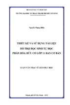 Thiết kế và sử dụng tài liệu hỗ trợ học sinh tự học phần hóa hữu cơ lớp 11 ban cơ bản