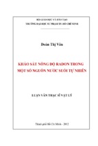 Khảo sát nồng độ radon trong một số nguồn nước suối tự nhiên