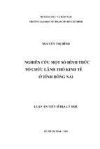 Nghiên cứu một số hình thức tổ chức lãnh thổ kinh tế ở tỉnh đồng nai