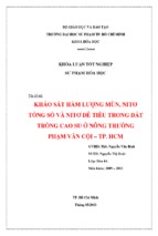 Khảo sát hàm lượng mùn, nitơ tổng số và nitơ dễ tiêu trong đất trồng cao su ở nông trường phạm văn cội – tp. hcm