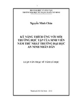 Kỹ năng thích ứng với môi trường học tập của sinh viên năm thứ nhất trường đại học an ninh nhân dân