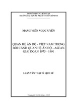 Quan hệ ấn độ   việt nam trong bối cảnh quan hệ ấn độ   asean giai đoạn 1975   1991