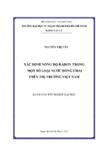 Xác định nồng độ radon trong một số loại nước đóng chai trên thị trường việt nam