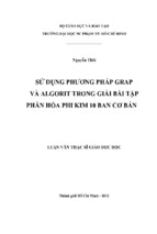 Sử dụng phương pháp grap và algorit trong giải bài tập phần hóa phi kim 10 ban cơ bản