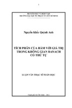 Tích phân của hàm với giá trị trong không gian banach có thứ tự