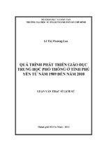 Quá trình phát triển giáo dục trung học phổ thông ở tỉnh phú yên từ năm 1989 đến năm 2010