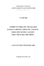 Nghiên cứu didactic việc dạy học hàm số và phương trình chứa tham số trong môi trường casyopée ở bậc trung học phổ thông