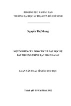 Một nghiên cứu didactic về dạy học hệ bất phương trình bặc nhất hai ẩn