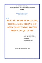 Khảo sát thành phần cơ giới, độ chua, nhôm di động, sức đệm của đất ở nông trường phạm văn cội – củ chi