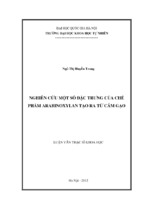 Nghiên cứu một số đặc trưng của chế phẩm arabinoxylan tạo ra từ cám gạo