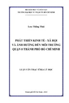 Phát triển kinh tế   xã hội và ảnh hưởng đến môi trường quận 8 thành phố hồ chí minh