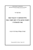 Hiện trạng và định hướng phát triển bền vững kinh tế biển ở tỉnh bến tre