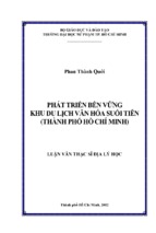 Phát triển bền vững khu du lịch văn hóa suối tiên (thành phố hồ chí minh)