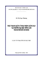 Thực trạng quản lý hoạt động giảng dạy tại trường đại học nông lâm thành phố hồ chí minh