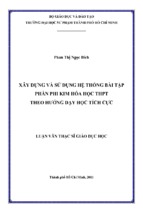 Xây dựng và sử dụng hệ thống bài tập phần phi kim hóa học thpt theo hướng dạy học tích cực