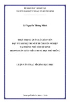 Thực trạng quản lý giáo viên dạy cơ khí hệ trung cấp chuyên nghiệp tại thành phố hồ chí minh theo chuẩn giáo viên trung học phổ thông