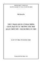 Thực trạng quản lý hoạt động giảng dạy ở các trường tiểu học quận thốt nốt   thành phố cần thơ