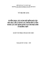 Tuyển chọn, xây dựng hệ thống bài tập hóa học lớp 10 nâng cao, nhằm rèn luyện năng lực chủ động sáng tạo cho học sinh ở trường thpt”