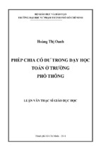 Phép chia có dư trong dạy học toán ở trường phổ thông