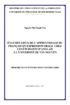 état des lieux de l’apprentissage du français en expression orale chez les étudiants d’anglais à l’université de tây nguyên