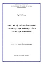 Thiết kế hệ thống tình huống trong dạy học hóa học lớp 10 trung học phổ thông