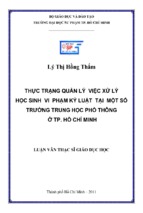 Thực trạng quản lý việc xử lý học sinh vi phạm kỷ luật tại một số trường trung học phổ thông ở tp. hồ chí minh