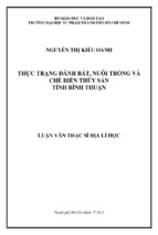 Thực trạng đánh bắt, nuôi trồng và chế biến thủy sản tỉnh bình thuận