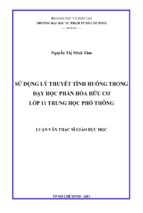 Sử dụng lý thuyết tình huống trong dạy học phần hóa hữu cơ lớp 11 trung học phổ thông