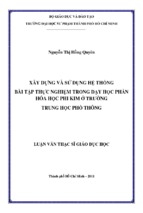 Xây dựng và sử dụng hệ thống bài tập thực nghiệm trong dạy học phần hóa học phi kim ở trường trung học phổ thông