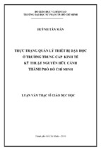 Thực trạng quản lý thiết bị dạy học ở trường trung cấp kinh tế kỹ thuật nguyễn hữu cảnh thành phố hồ chí minh