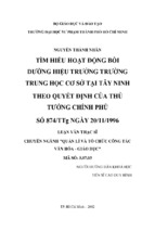 Tìm hiểu hoạt động bồi dưỡng hiệu trưởng trường trung học cơ sở tại tây ninh theo quyết định của thủ tướng chính phủ