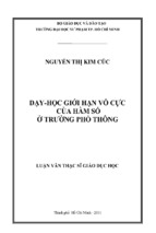 Dạy học giới hạn vô cực của hàm số ở trường phổ thông