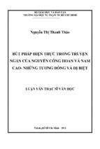 Bút pháp hiện thực trong truyện ngắn của nguyễn công hoan và nam cao  những tương đồng và dị biệt