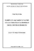 Nghiên cứu đặc điểm và vai trò của lactobacillus acidophilus trong chế phẩm probiotic