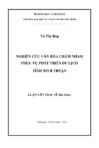 Nghiên cứu văn hóa chăm nhằm phục vụ phát triển du lịch tỉnh ninh thuận