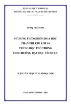 Sử dụng thí nghiệm hoá học phần phi kim lớp 10 trung học phổ thông theo hướng dạy học tích cực