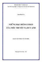 Những đặc điểm cơ bản của tiểu thuyết tạ duy anh