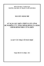 Sử dụng bất biến tôpô tuyến tính để nghiên cứu tính chỉnh hình của hàm chỉnh hình theo từng biến