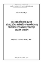 Lựa chọn, xây dựng bài tập hóa học lớp 11 (phần hữu cơ   ban nâng cao) nhằm rèn luyện năng lực sáng tạo cho học sinh thpt