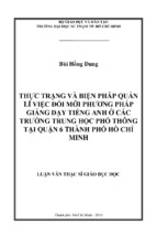 Thực trạng và biện pháp quản lí việc đổi mới phương pháp giảng dạy tiếng anh ở các trường trung học phổ thông tại quận 6 thành phố hồ chí minh