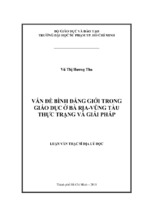 Vấn đề bình đẳng giới trong giáo dục ở bà rịa vũng tàu thực trạng và giải pháp